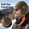 imageTOPEX DryKnit Unisex 80 Merino Wool Waterproof Beanie with Ear Flap Warm Winter Fleece Lined Beanie Hat MLXLBlack