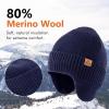 imageTOPEX DryKnit Unisex 80 Merino Wool Waterproof Beanie with Ear Flap Warm Winter Fleece Lined Beanie Hat MLXLBlue