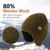 imageTOPEX DryKnit Unisex 80 Merino Wool Waterproof Beanie with Ear Flap Warm Winter Fleece Lined Beanie Hat MLXLGreen