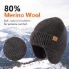 imageTOPEX DryKnit Unisex 80 Merino Wool Waterproof Beanie with Ear Flap Warm Winter Fleece Lined Beanie Hat MLXLGrey