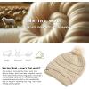 imageTOPEX PolarWool 100 Merino Wool Winter Slouchy Beanie for Women with Faux Fur Pom  Satin or Fleece Lined for Cold WeatherBeigewhitesatin Lined