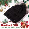 imageTOPEX PolarWool 100 Merino Wool Winter Slouchy Beanie for Women with Faux Fur Pom  Satin or Fleece Lined for Cold WeatherBlackfleece Lined