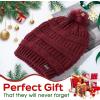 imageTOPEX PolarWool 100 Merino Wool Winter Slouchy Beanie for Women with Faux Fur Pom  Satin or Fleece Lined for Cold WeatherBurgundyfleece Lined