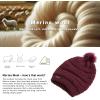 imageTOPEX PolarWool 100 Merino Wool Winter Slouchy Beanie for Women with Faux Fur Pom  Satin or Fleece Lined for Cold WeatherBurgundysatin Lined