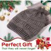 imageTOPEX PolarWool 100 Merino Wool Winter Slouchy Beanie for Women with Faux Fur Pom  Satin or Fleece Lined for Cold WeatherGreyfleece Lined