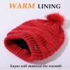 imageTOPEX PolarWool 100 Merino Wool Winter Slouchy Beanie for Women with Faux Fur Pom  Satin or Fleece Lined for Cold WeatherRedfleece Lined
