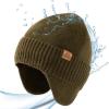 imageTOPEX DryKnit Unisex 80 Merino Wool Waterproof Beanie with Ear Flap Warm Winter Fleece Lined Beanie Hat MLXLGreen