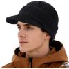 imageTOPEX PolarWool Mens Winter Hats with Brim  50 Merino Wool Beanie with Visor Bill Warm Knitted Newsboy Hat Cold WeatherBlack