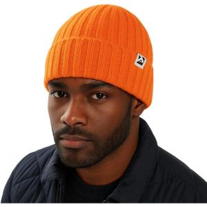 imagePolarWool 100 Merino Wool Polartec Fleece Lined LXLXXL Unisex Warm Windproof Beanie Watch Cap Knit Winter Hat OutdoorOrangeaurora