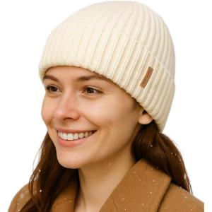 imageTOPEX DryKnit Waterproof LXLXXL Winter Fleece Lined Beanie Hat for Men Women Warm Knit Watch Skull Cap Cold WeatherBeigedune
