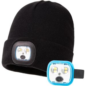 imageTOPEX DryKnit Waterproof Oversized Fleece Lined LED Beanies Christmas Dad Gifts Warm WinterBlack With 1 More Led