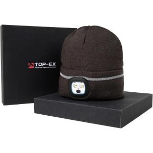 imageTOPEX DryKnit Waterproof Oversized Fleece Lined LED Beanies Christmas Dad Gifts Warm WinterGrey With Reflective  Box