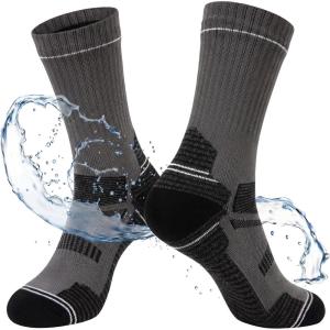 imageTOPEX DryKnit Waterproof Merino Wool Socks for Men ampamp Women Breathable Hiking Camping and All Winter Activities CrewDark Gray