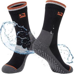 imageTOPEX DryKnit Waterproof Merino Wool Socks for Men ampamp Women Breathable Hiking Camping and All Winter Activities CrewGrip Sole  Black
