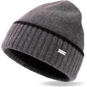 imageTOPEX XLXXL Mens Merino Wool Winter Beanie Cold Weather Knit Hat with Fleece Lining for Men Skull Cap Big Head Oversize95564grey50wool