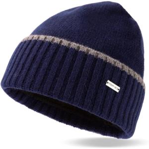 imageTOPEX XLXXL Mens Merino Wool Winter Beanie Cold Weather Knit Hat with Fleece Lining for Men Skull Cap Big Head Oversize95564navy50wool