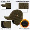 image:imageTOPEX DryKnit Waterproof Merino Wool Beanie Hat with Brim Ear Flaps Fleece Lined Ski Cap for Cold Weather amp Large HeadsGreen