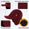 image:imageTOPEX DryKnit Waterproof Merino Wool Beanie Hat with Brim Ear Flaps Fleece Lined Ski Cap for Cold Weather amp Large HeadsRed