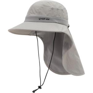 image:imageTOPEX Cooling Sun Hat with Neck Flap  UPF 50 Wide Brim Breathable Hat for Hiking Fishing amp Big HeadsLight Grey