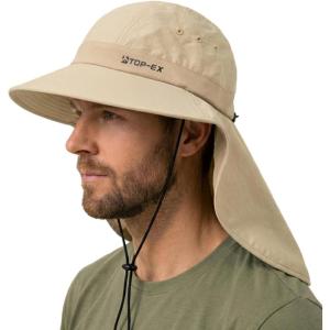 image:imageTOPEX Cooling Sun Hat with Neck Flap  UPF 50 Wide Brim Breathable Hat for Hiking Fishing amp Big HeadsOatmeal