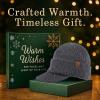 image:imageTOPEX DryKnit Waterproof 80 Merino Wool Beanie Hat with Brim  Fleece Lined Ski Cap for Cold Weather amp Large HeadsGrey  Gift Box Set