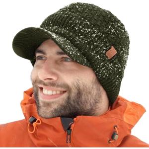 image:imageTOPEX DryKnit Waterproof 80 Merino Wool Beanie Hat with Brim  Fleece Lined Ski Cap for Cold Weather amp Large HeadsGreen