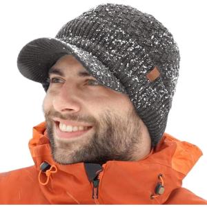 image:imageTOPEX DryKnit Waterproof 80 Merino Wool Beanie Hat with Brim  Fleece Lined Ski Cap for Cold Weather amp Large HeadsGrey  Gift Box Set