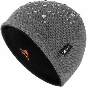 image:imageTOPEX DryKnit Waterproof Wool Beanie Hat for Men Fleece Lined Skull Cap Winter Knit Hat Watch Caps Reversible amp WindproofGrey