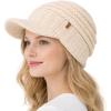 image:imageTOPEX Dryknit Waterproof FleeceLined Visor Beanie for Women  Stylish Chunky Knit Winter Hat for Cold WeatherBeige