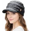 image:imageTOPEX Dryknit Waterproof FleeceLined Visor Beanie for Women  Stylish Chunky Knit Winter Hat for Cold WeatherBlack