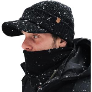 image:imageTOPEX DryKnit Waterproof Merino Wool Visor Beanie amp Polar Fleece Neck Warmer Set  Winter Hat for Cold WeatherBlackset Waterproof