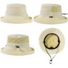 image:imageTOPEX ChicPony Womens Wide Brim Bucket Sun Hat with Ponytail Hole UPF 50 Summer Packable Sunhat for Travel Beach OutdoorCream Beige