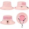 image:imageTOPEX ChicPony Womens Wide Brim Bucket Sun Hat with Ponytail Hole UPF 50 Summer Packable Sunhat for Travel Beach OutdoorPink