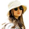 image:imageTOPEX ChicPony Womens Wide Brim Bucket Sun Hat with Ponytail Hole UPF 50 Summer Packable Sunhat for Travel Beach OutdoorCream Beige