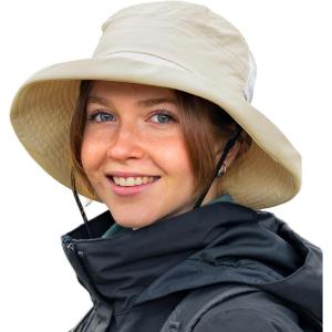 image:imageTOPEX ChicPony Womens Wide Brim Bucket Sun Hat with Ponytail Hole UPF 50 Summer Packable Sunhat for Travel Beach OutdoorKhaki