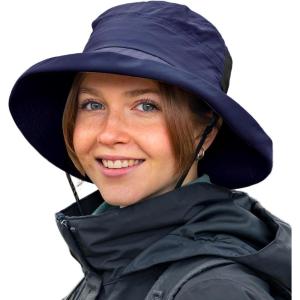 image:imageTOPEX ChicPony Womens Wide Brim Bucket Sun Hat with Ponytail Hole UPF 50 Summer Packable Sunhat for Travel Beach OutdoorNavy