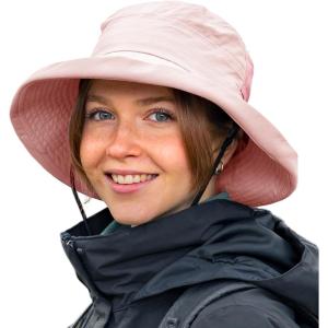 image:imageTOPEX ChicPony Womens Wide Brim Bucket Sun Hat with Ponytail Hole UPF 50 Summer Packable Sunhat for Travel Beach OutdoorPink