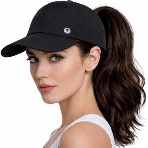 image:imageTOPEX ChicPony Cooling High Ponytail Everyday Sports Hat for Women Breathable Running Golf Walking UPF 50 FoldableBlack