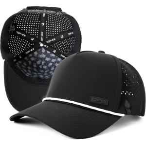 image:imageTOPEX UVCoolix Performance Rope Snapback Hat WaterResistant Beathable Baseball Cap for Men Golf Workout HatBlack