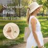 image:imageTOPEX ChicPony Ponytail Wide Brim Sun Hat for Women UPF 50 Cotton Linen Summer Beach Bucket Hats with FoldUp BrimBeige