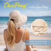 image:imageTOPEX ChicPony Ponytail Wide Brim Sun Hat for Women UPF 50 Cotton Linen Summer Beach Bucket Hats with FoldUp BrimLight Blue
