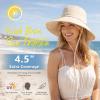 image:imageTOPEX ChicPony Ponytail Wide Brim Sun Hat for Women UPF 50 Cotton Linen Summer Beach Bucket Hats with FoldUp BrimLight Blue