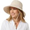 image:imageTOPEX ChicPony Ponytail Wide Brim Sun Hat for Women UPF 50 Cotton Linen Summer Beach Bucket Hats with FoldUp BrimBeige