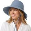 image:imageTOPEX ChicPony Ponytail Wide Brim Sun Hat for Women UPF 50 Cotton Linen Summer Beach Bucket Hats with FoldUp BrimDenim Blue