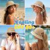 image:imageTOPEX Uvcoolix Chicpony Cooling UPF80 Chin Straps Floppy Wide Brim Beach Straw Sun HatKhaki Light Botanical