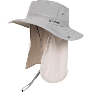 image:imageTOPEX UVCoolix Cooling Sun Hat with Detachable Neck Flap Unisex UPF 50 Wide Brim Bucket Hat for Hiking Fishing amp Big HeadGrey