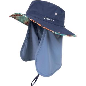 image:imageTOPEX UVCoolix Cooling Sun Hat with Detachable Neck Flap Unisex UPF 50 Wide Brim Bucket Hat for Hiking Fishing amp Big HeadSea Palm