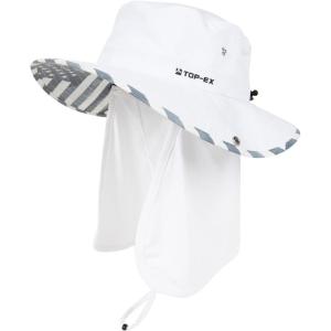 image:imageTOPEX UVCoolix Cooling Sun Hat with Detachable Neck Flap Unisex UPF 50 Wide Brim Bucket Hat for Hiking Fishing amp Big HeadWhite