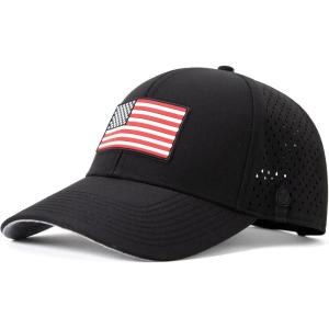 image:imageUVCoolix Cooling Sweatband Baseball Cap for Hot WeatherBreathable Sun ProtectionWaterResistant Golf Performance HatBlack Flag
