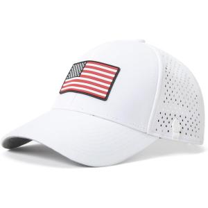 image:imageUVCoolix Cooling Sweatband Baseball Cap for Hot WeatherBreathable Sun ProtectionWaterResistant Golf Performance HatWhite Flag